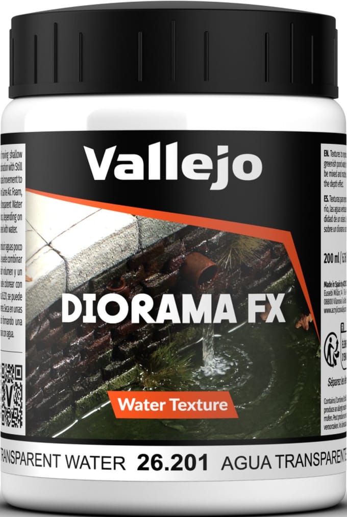 Vallejo Modelbouwdecoratie - 26201 Water Textures 201 - Transparant Water - 200ml Effecten potje