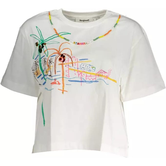 Strandprint T-shirt Korte Mouwen Ronde Hals