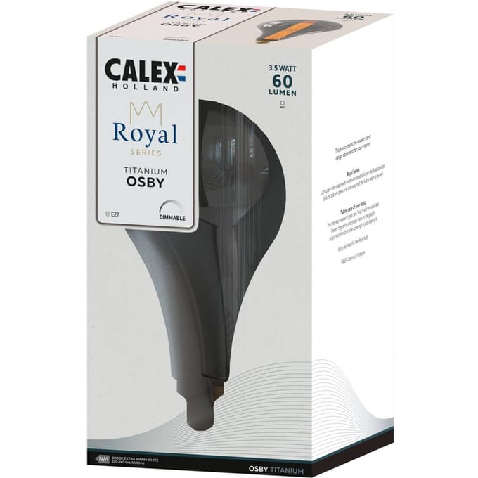 Calex XXL Royal Series Osby LED Lamp - XXL Lichtbron Titanium - E27 - 3.5W - Dimbaar