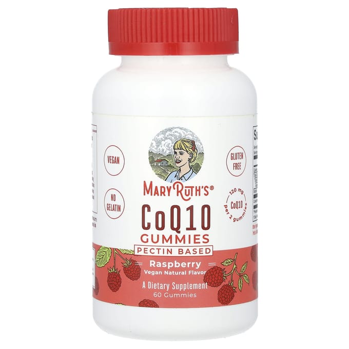 MaryRuth's, CoQ10 gummies, framboos, 120mg, 60 gummies (60 mg per kauwgom)