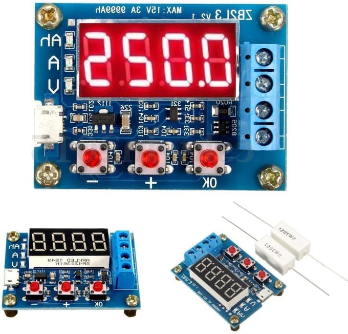 Batterij Capaciteit Meter - Ontlading Tester - Batterijen Testen - 1.5V-12V Bereik - Compact Formaat - Blauw