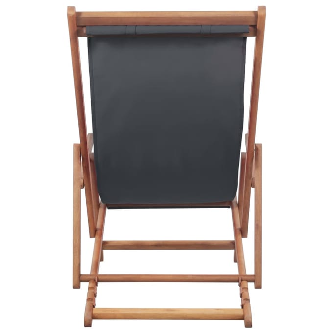 vidaXL - Opklapbare - stoel - met - stoffen - bekleding - en - houten - frame, - grijs