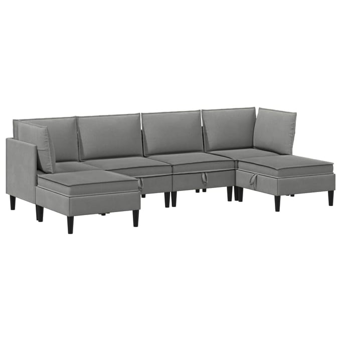 vidaXL - Woonkamer - Meubelset - 6 - st - Donkergrijs - Stof