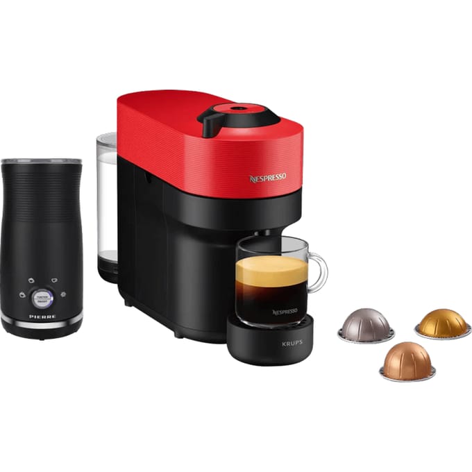 Krups Nespresso Vertuo Pop XN9205 Spicy Red + Pierre Melkopschuimer
