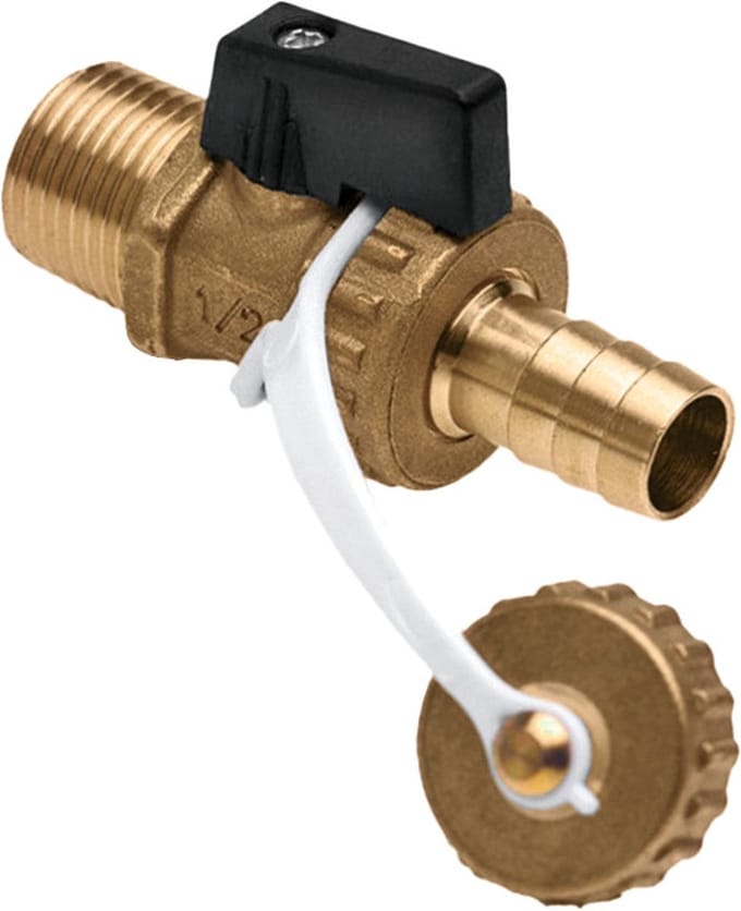 Bonfix Messing Kogelvul- en aftapkraan met zwarte knop buitendraad 1/2inch