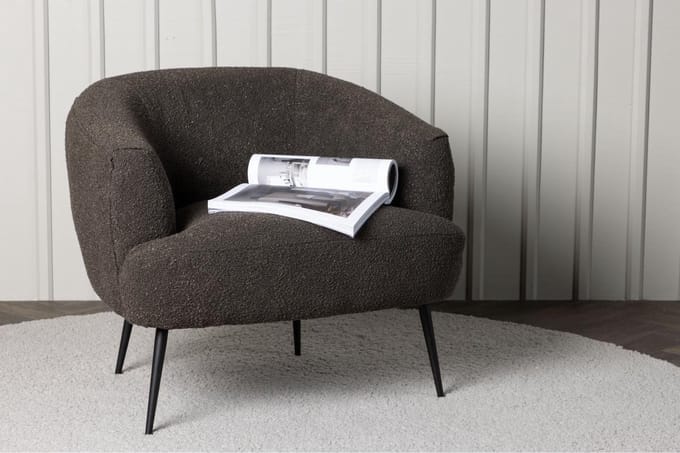 Svea - Vona fauteuil - boucle - donkergrijs