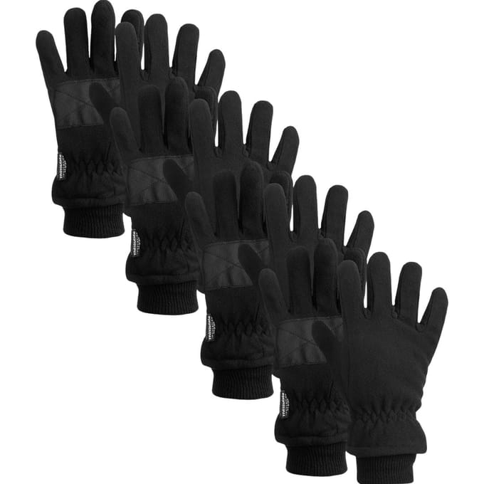 Heatkeeper - Fleece thermo handschoenen - Heren - Zwart - XXL - 4-Paar - Handschoenen fleece