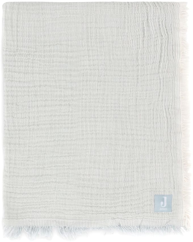 Jollein Deken Wieg 75x100cm Fringe Stripe Sea Green/Ivory GOTS
