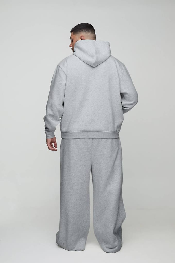 Plus 330GSM Basic Oversized Over het Hoofd Hoodie | Grey Marl | Size 4XL