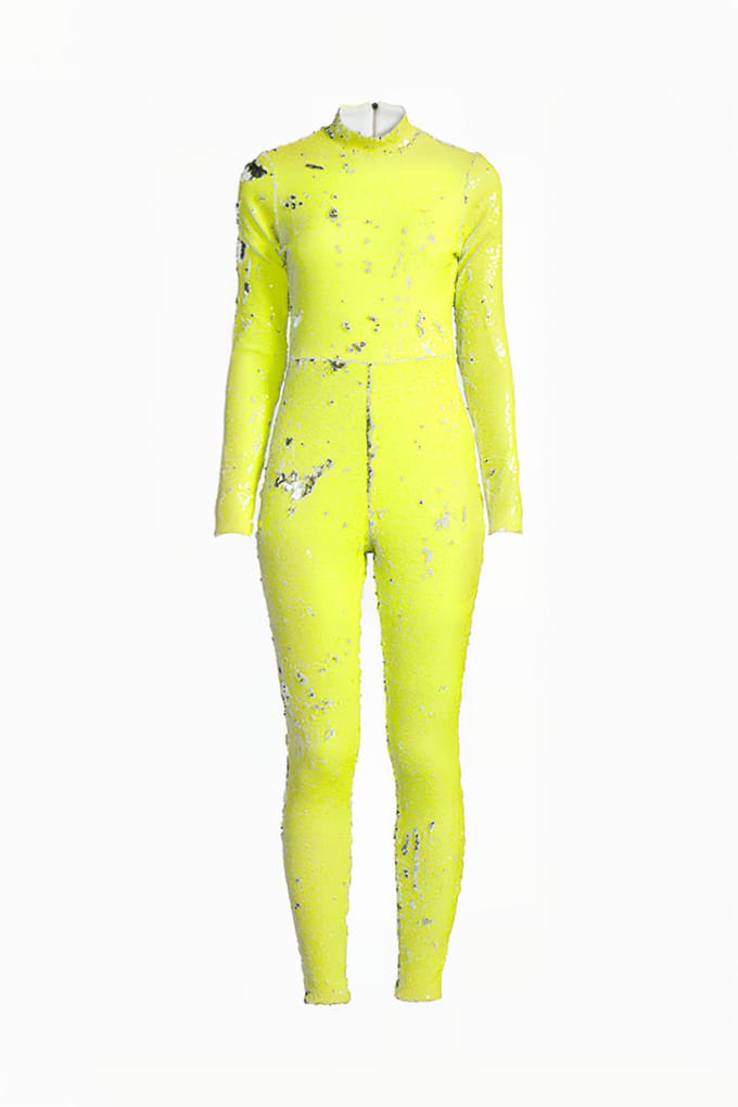 Marcell von Berlin Women's Sequin Bodycon Overall Neon Yellow Maat: 36 | Jumpsuits Outlet | Dames | Geel