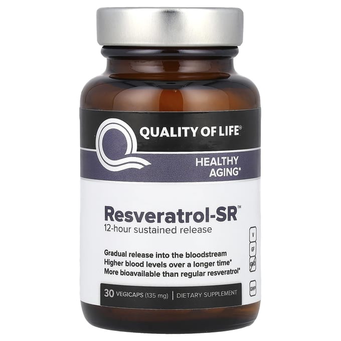 Qualité de Vie, Resvératrol-SR™, 135mg, 30 Capsules Végétales