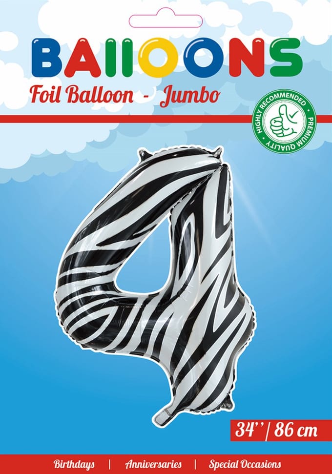 Folieballon 34" nmr. 4 - Zebra
