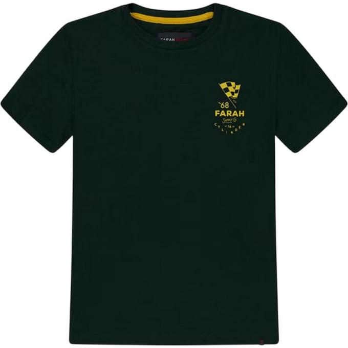 Farah T-shirt met logo en letters voor kinderen (Groen)