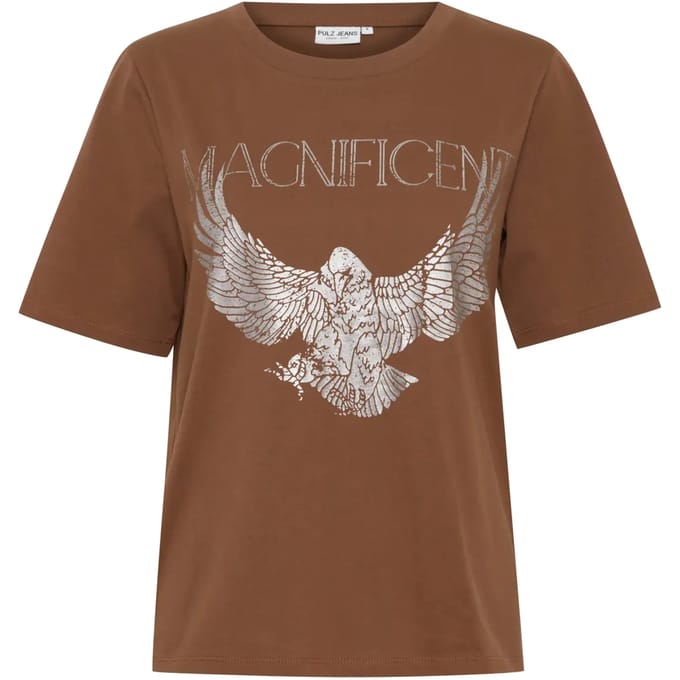 Dames-T-shirt met metallic print Pulz Jeans Maddie