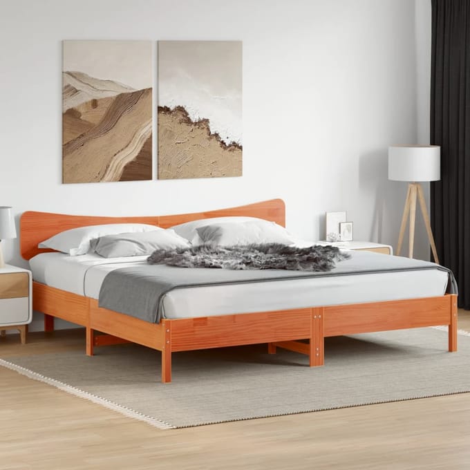 vidaXL - Hoofdbord - 200 - cm - massief - grenenhout - wasbruin