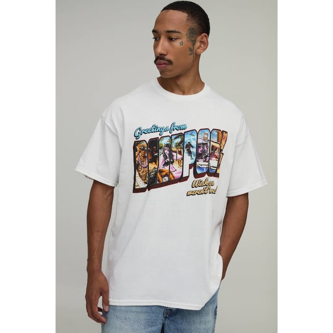 Oversized Deadpool Licentie Print T-shirt | White | Size Small