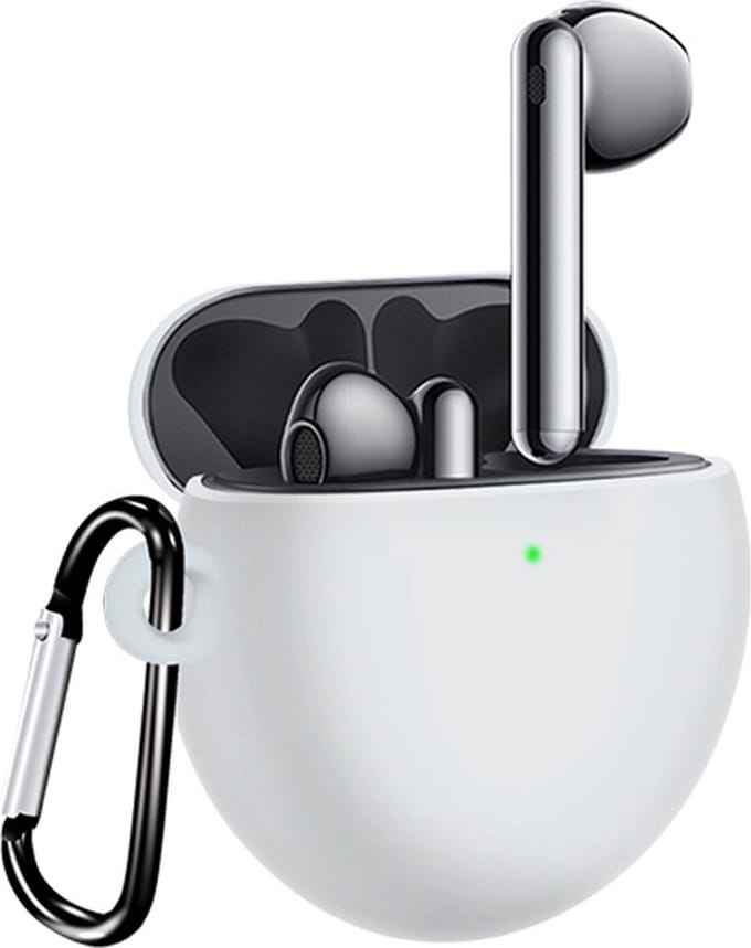 By Qubix - Huawei FreeBuds 4 siliconen hoesje - Liquid series met haak - Wit
