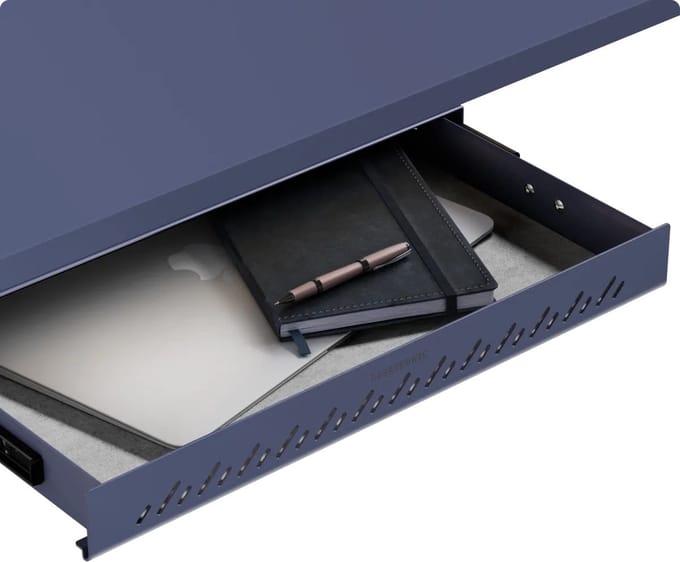 Desktronic Bureaulade - Blauw - Hoogste kwaliteit staal - Maximaal gewicht 8kg