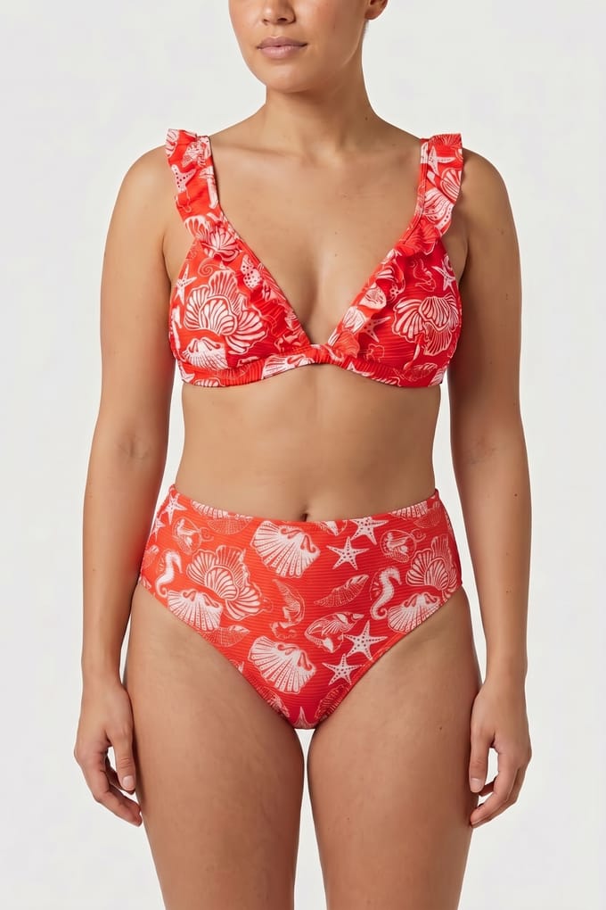 Shiwi Bobby Bikini Top Beach Day Red Hibiscus Beach Day Größe: 42 | Bikinis Outlet | Damen | Rot