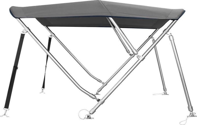 3 Boog RVS Biminitop Zonnetent GRIJS H91 cm Breedte 155-169 cm
