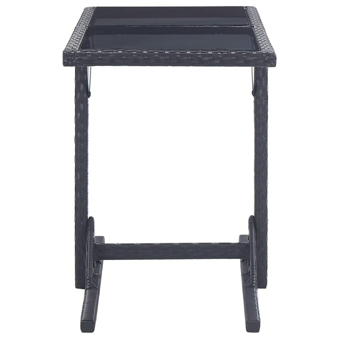 vidaXL - Tuintafel - 110x53x72 - cm - glas - en - poly - rattan - zwart