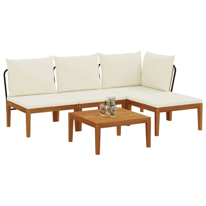 vidaXL - 5 - st - Massief - acaciahout - & - touw - Naturel