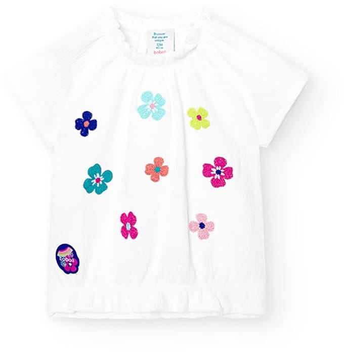 Boboli 248082 T-shirt Met Korte Mouwen Wit 8 Years Kinderen