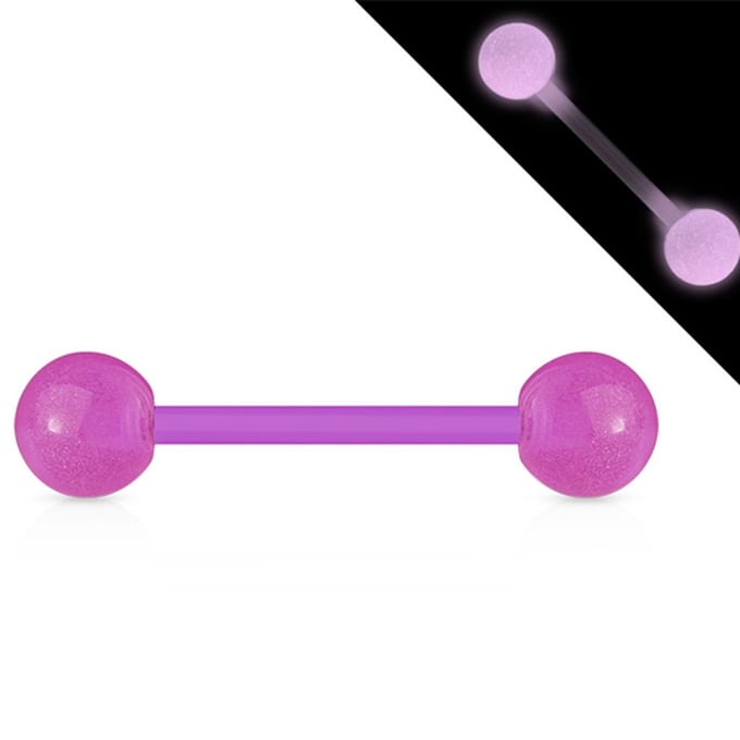 Piercing flexibele staaf glow in the dark paars - LMPiercings