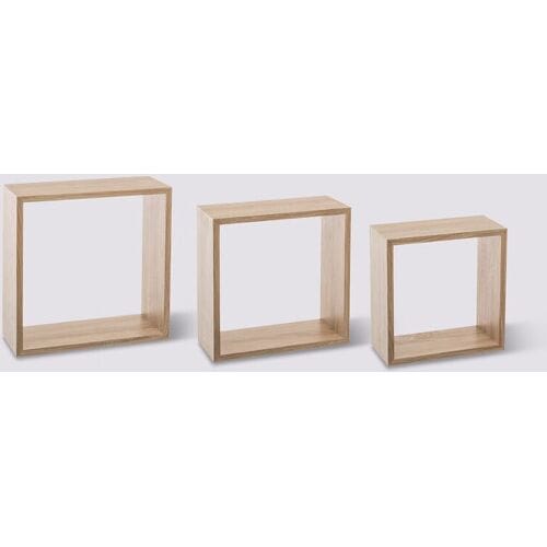 5five Wandplank Cube Set van 3 - Natuurlijk Eiken, 30 x 30 x 12 cm