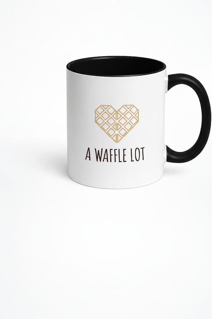 Grappige "A WAFFLE LOT" Mok met Wafel Hart Design – Uniek Liefdes Koffie Cadeau