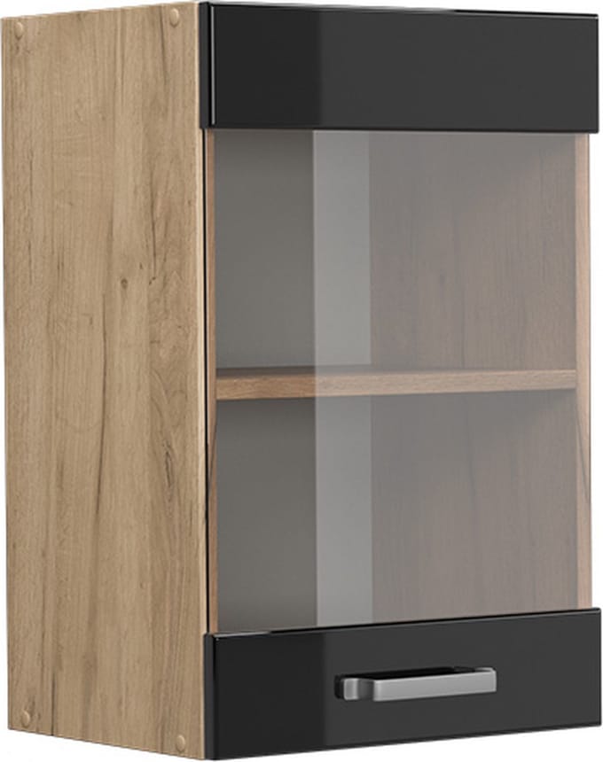 Vicco R-Line Glazen keukenkast – 40 cm Zwart hoogglans