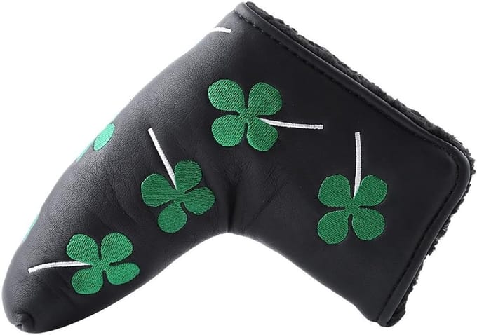 Putter Cover Clover Golf Headcover voor Blade Putters, PU Accessoire voor Golf Activiteiten (Zwart)