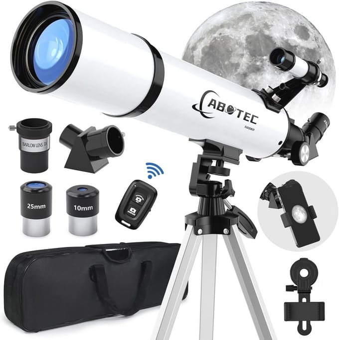 Draagbare 80 mm Telescoop voor Astronomie - Verstelbaar Statief en Telefoonadapter voor Beginners