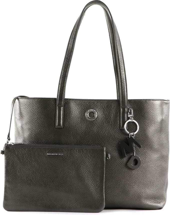 MANDARINA DUCK Leren Schoudertas Mellow Lux Shopper Graphite Donkergrijs