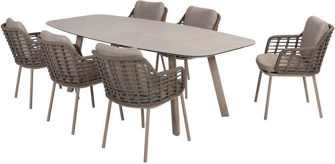 Taste Puglia/Manolo 6-persoons Deens ovale tuinset 240x103 cm. - Latte