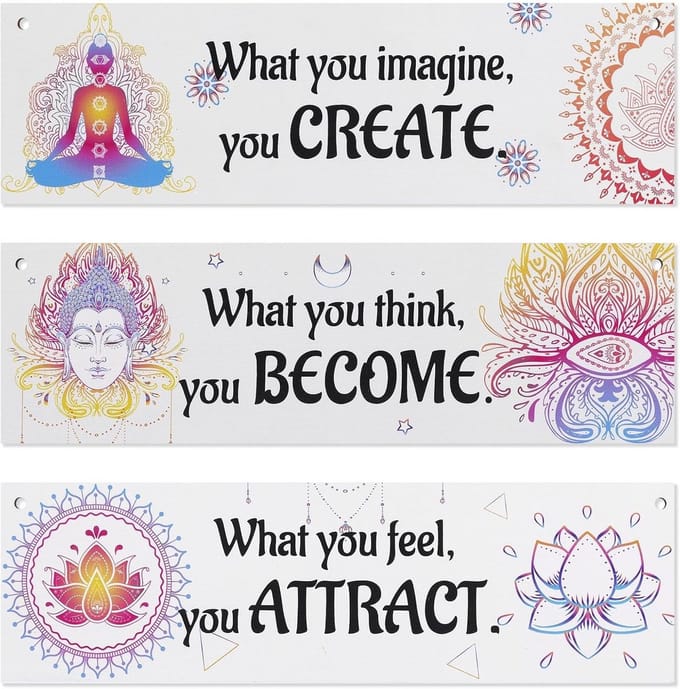 Meditatie Wanddecoratie Chakra Boeddha Houten Set van 3