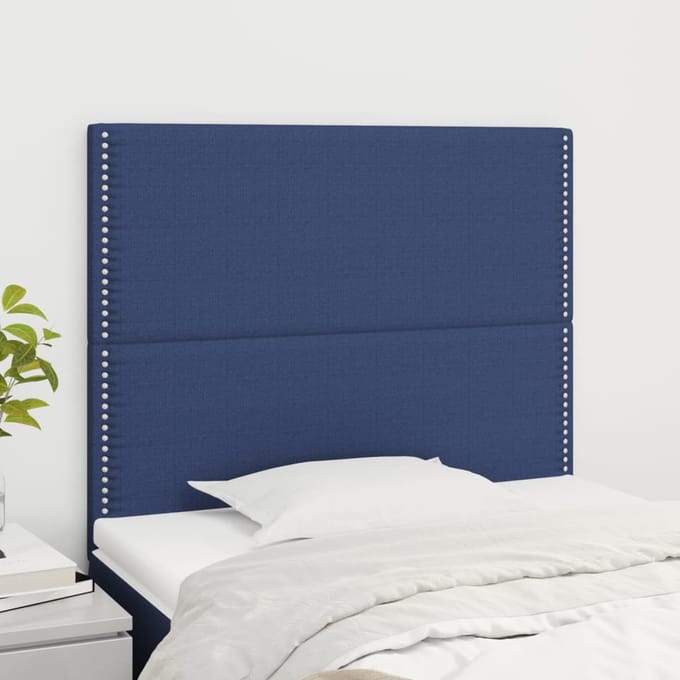 vidaXL - Hoofdbord - blauw - 100x5x118/128 - cm - stof