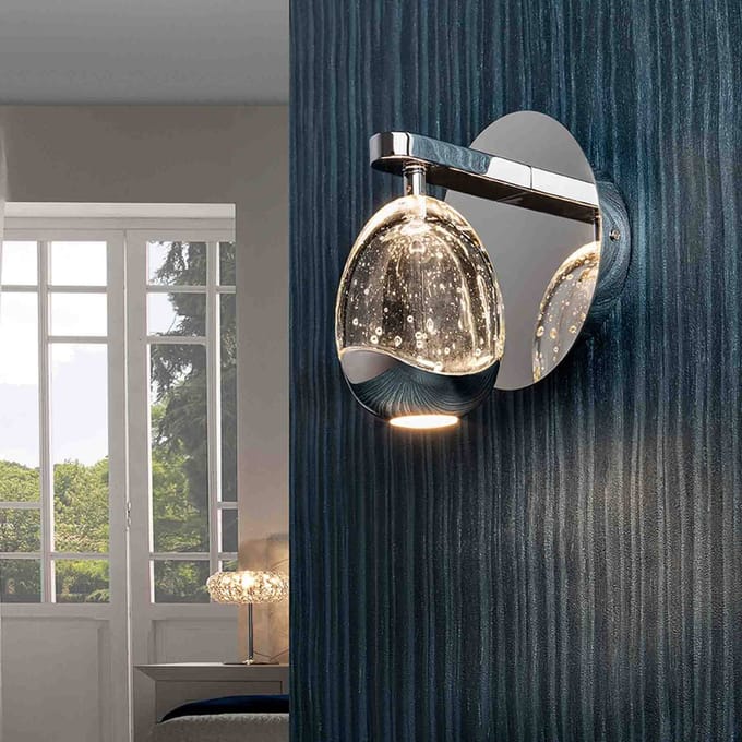 Schuller Valencia LED wandlamp Rocio, metaal, glas, 1-lamp, chroom
