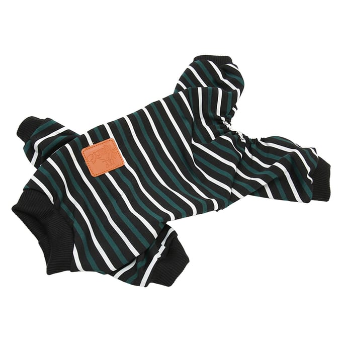 Gestreept Hondenpyjama Modieus Schattig Warm Comfortabel Rekbaar Hondenjumpsuit voor Honden Puppy's Katten XL black