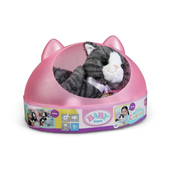 BABY born knuffelkat Cookie met geluid en kattenmand - interactief speelgoed