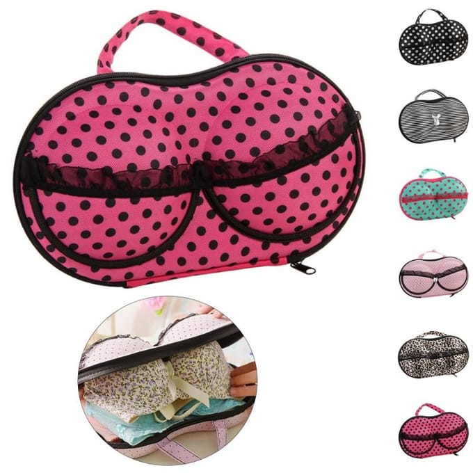 Boîte de rangement de lingerie portable étanche pour sous-vêtements et soutiens-gorge pour femmes rose