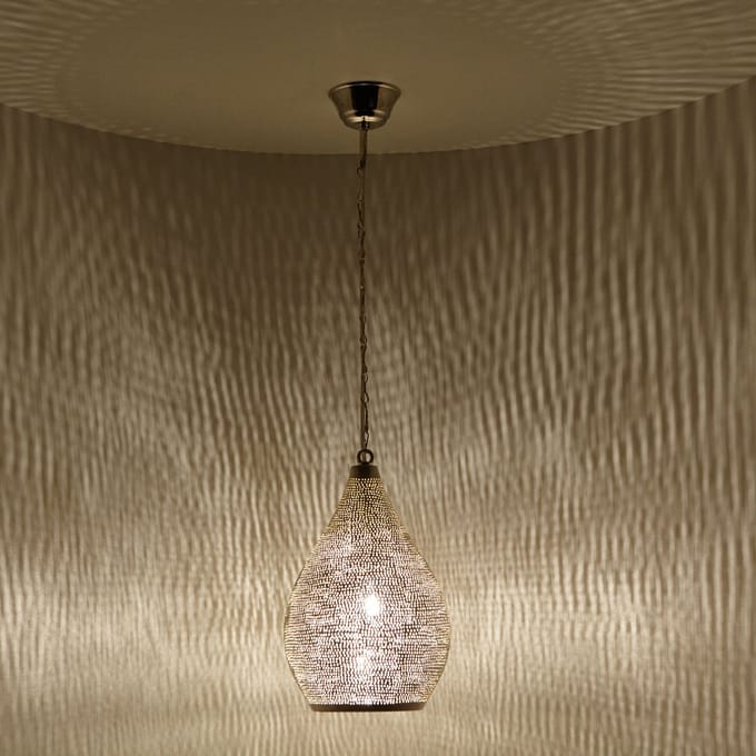 Hanglamp – pendellamp – echt verzilverd messing – voor woonkamer en eetkamer