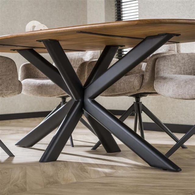 Hoyz Collection - Eetkamertafel 215cm Cliff Ovale Buis - Massief Mango Zandkleur