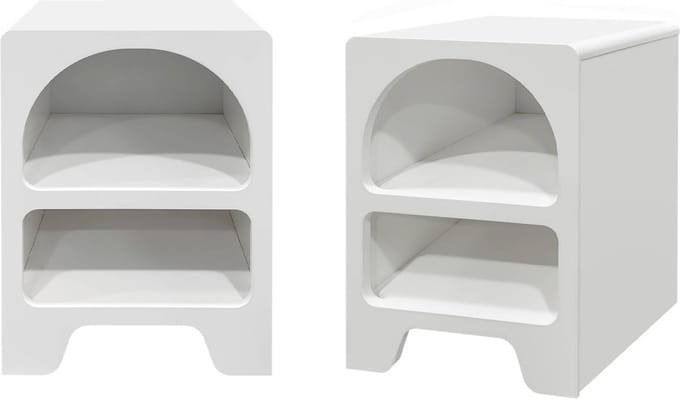 sweeek - Wit organisch nachtkastje met houteffect, 2 opbergvakken (set van 2)