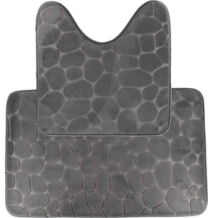 Tendance Badkamer Matten set Pebble - toilet en bad mat - donkergrijs - memory foam - microfiber