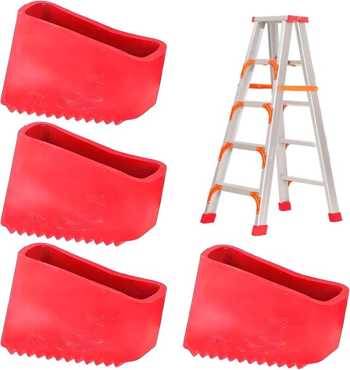 4x Universele Antislip Rubberen Laddervoeten Vervanging - Rood