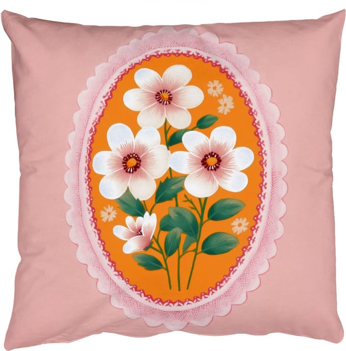Sierkussens - Kussentjes Woonkamer - 40x40 cm - Illustratie - Bloemen - Rand - Roze