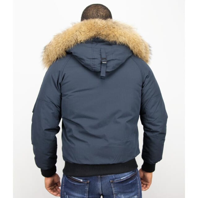 Enos Korte winterjas met bontkraag