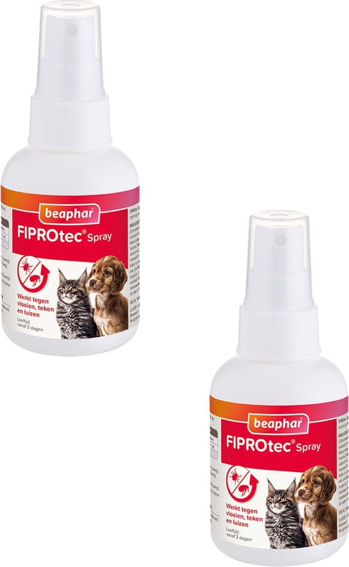 Beaphar Fiprotec Spray - Anti vlooien en tekenmiddel - 2 x 100 ml