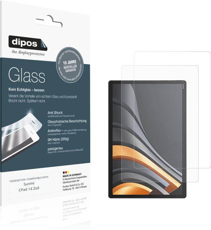 dipos – 2x Matte Pantserfolie geschikt voor Sunmi CPad 14 Zoll | 9H Screenprotector